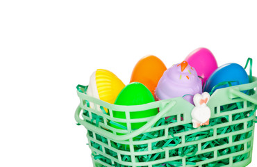Colorful Easter Egg Basket, Isolated, White