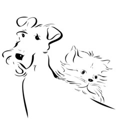 Dog and kitty silhouettes