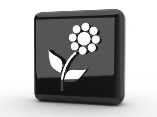 Button Blume schwarz