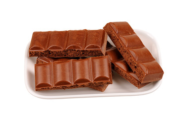 pieces of chocolate bar on a plate