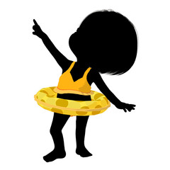 Little Swimsuit Girl Illustration Silhouette