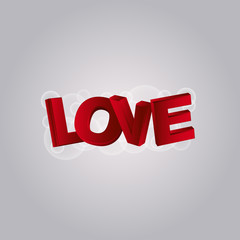 San Valentine card with LOVE word in 3D effect.