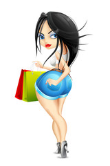 Sexy lady with Shopping Bag