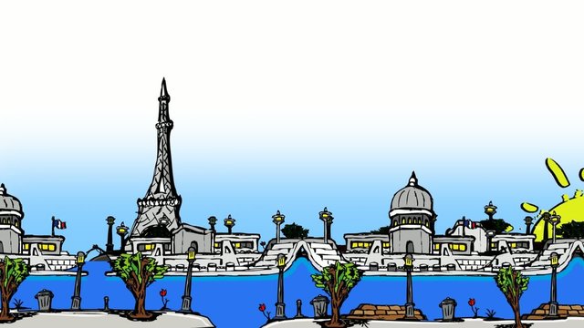 Paris city travelling cartoon drawing sketch animation