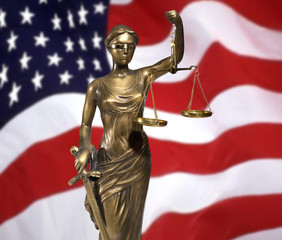 Lady of Justice on sky background