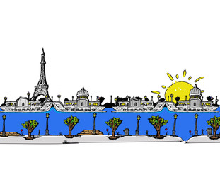 The artist city of Paris comic strip drawing illustration