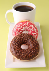 coffee cup and donuts