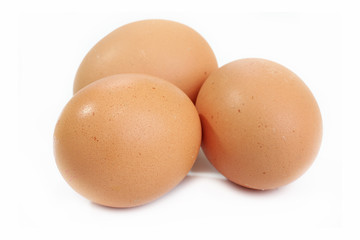 Three Eggs. Isolated On A White Background.