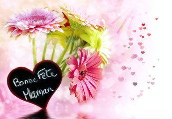 Mother's Day sign in a bouquet of gerberas.