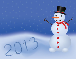 new year 2013 vector background with snowman
