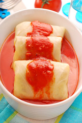 stuffed cabbage leaves with mince and rice