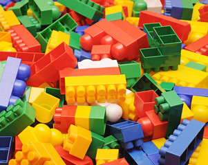pile plastic toy blocks