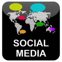 Web Button - Weltkarte Social Media