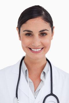 Close up of smiling female doctor
