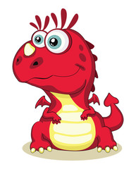 Red cartoon dragon isolated