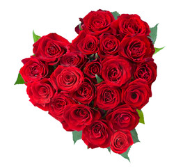 Obraz na płótnie Canvas Kwiaty Rose Serce Nad Białym. Valentine. Miłość