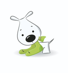 Funny puppy vector illustration.Isolated on white.