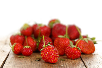 Strawberries on wooden table