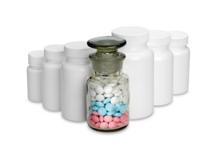 Vials with medicines.