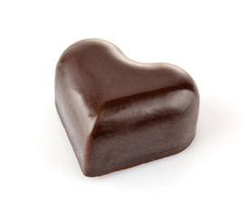 chocolate candy in appearance heart isolated on white background