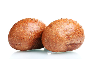 delicious rye buns isolated on white