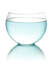 Blue toned water in fishbowl