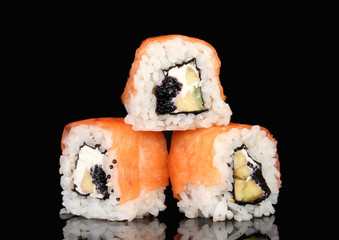 Tasty rolls isolated on black