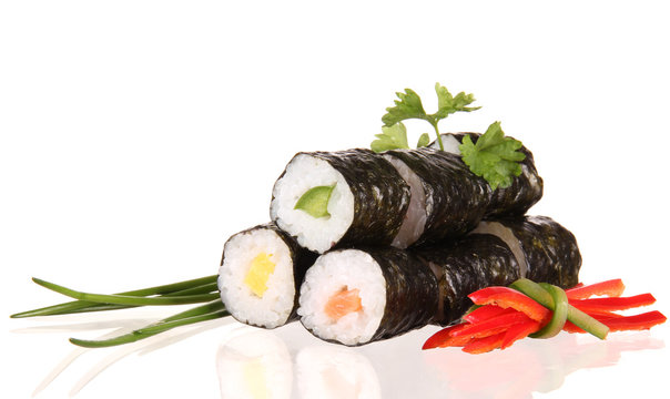Sushi food on white background