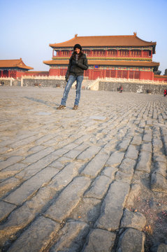 Beautiful woman and the Forbidden City - Beijing / China