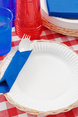 Red, White and Blue Picnic Table Setting