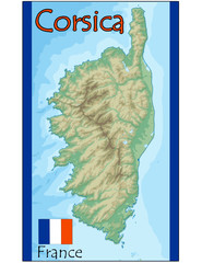 corsica island france map flag emblem