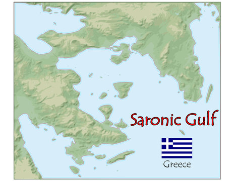 saronic gulf greece europe map flag emblem