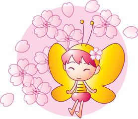 サクラとモンキチョウ