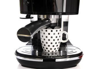 espresso machine and cup of coffee