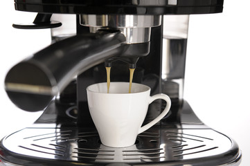 espresso machine and cup of coffee