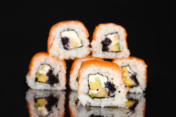 Tasty rolls isolated on black