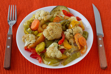 vegetables on the plate