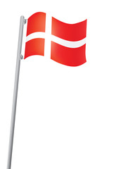 Danish flag on a flagstaff vector illustration