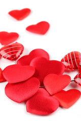 Background made of red heart shaped decorations