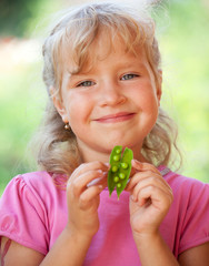 Girl with peas