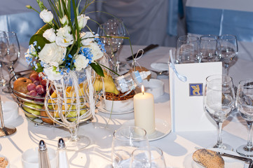 Objects set on a table for a luxury reception