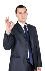 Portrait of businessman with thumb up