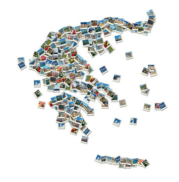 Map of Greece - collage made of travel photos