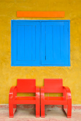 Obraz na płótnie Canvas A pair of red armchair