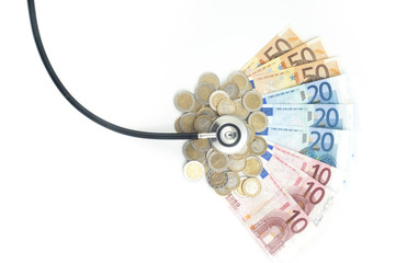 Stethoscope poser sur de l'argent
