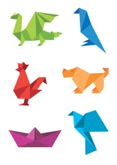 Fotobehang Geometrische dieren Origami_colorful_icons