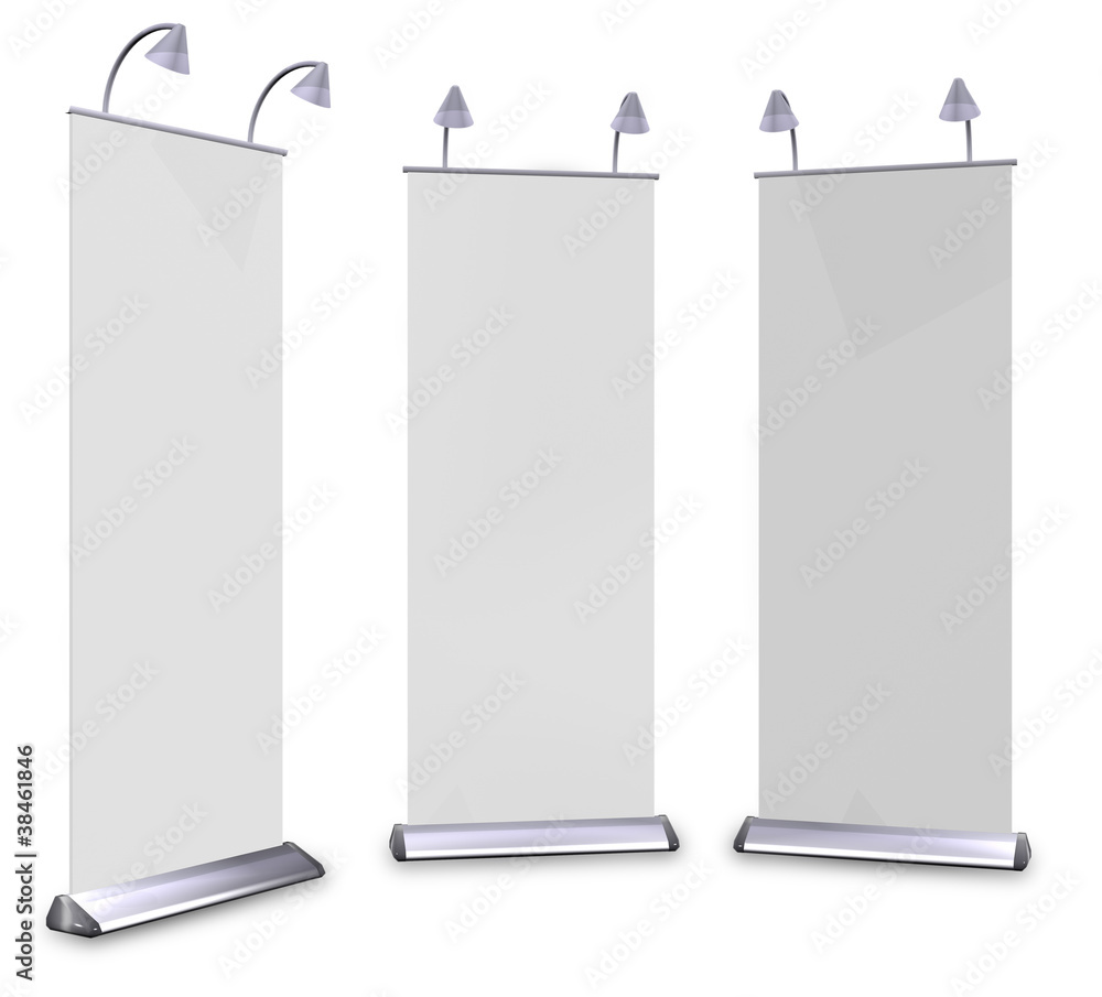 Poster blank roll up banner display 3D render