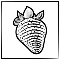 strawberry-engraving-black-white