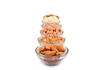 Mixed dry fruits in glass bowl