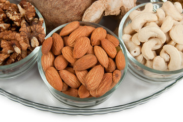 Mixed dry fruits in glas bowl